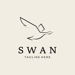 line art Flying duck, goose, swan logo