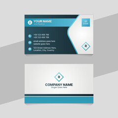 Blue Corporate Professional Business Card Template Design with QR Code