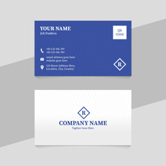 Obraz premium Blue Corporate Professional Business Card Template Design with QR Code