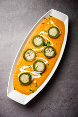 Shaam Savera is a spinach kofta curry where stuffing is made from paneer and the kofta made from spinach