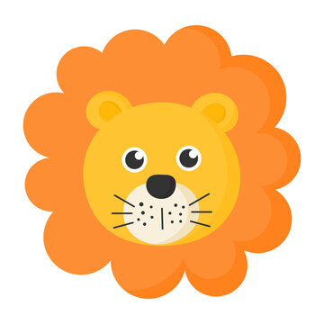 Cute lion face emoticon emoji.