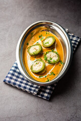 Shaam Savera is a spinach kofta curry where stuffing is made from paneer and the kofta made from spinach