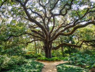 Fototapeta premium Pond in the Washington Oaks Historic District of Washington Oaks Gardens State Park in Palm Coast Florida USA