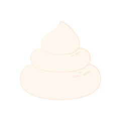 Whipped cream isolated on white background. Vector illustration of dessert in cartoon flat style. Whipped cream icon vector.