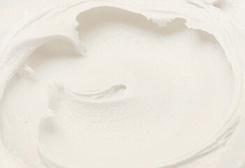 Texture of white vanilla ice cream close-up shot, white background for design.