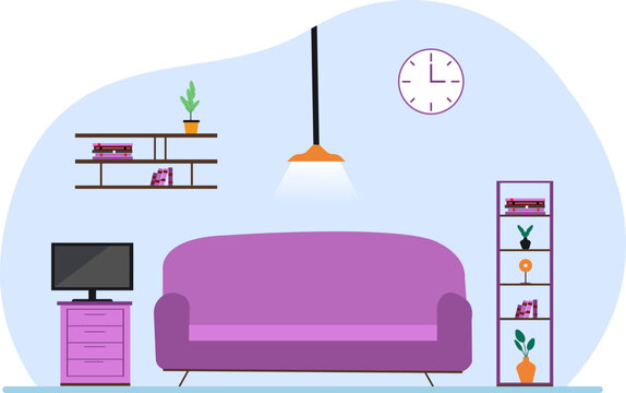 Living room furniture set on white background vector illustration Graphic design