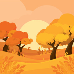 Obraz na płótnie Canvas Background trees field autumn vector illustration