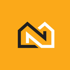 N M Letter House Property Construction Real Estate Business Monogram Logo