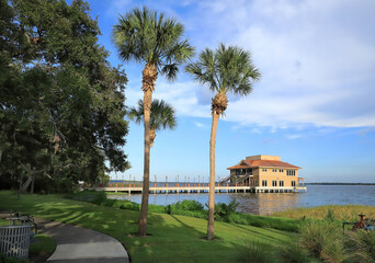 Beautiful Wooten Park in Tavares, Florida a popular tourist attraction.  The cities of  Tavares, Mount Dora and Eustis are known as the Golden Triangle.