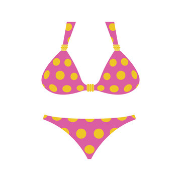 Pink polka dot bikini emoji vector swim suit underwear