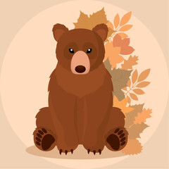 Background bear animal autumn vector illustration