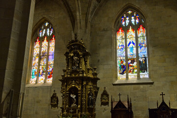 Hondarribia, Spain - Stained Glass inside The Parish Church of Santa María de la Asunción y del Manzano