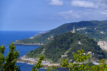 Fototapeta na wymiar San Sebastián, Spain - View of Sagrado Corazon from Mount Igueldo