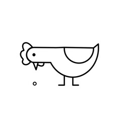 cute hen, chicken, rooster vector illustration, simle line style