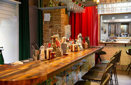 Mexican Restaurant Interior. Bar Counter