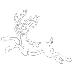 Deer Coloring Book  for Children and Unique Animal Collection Of Cartoon Vector Illustration