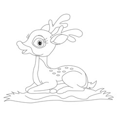 Deer Coloring Book  for Children and Unique Animal Collection Of Cartoon Vector Illustration