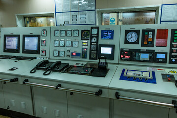 Machinery and equipment of ship engine room.