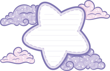 sticky star note letter with pastel coloring for writing