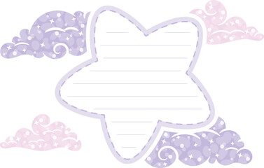 sticky star note letter with pastel coloring for writing