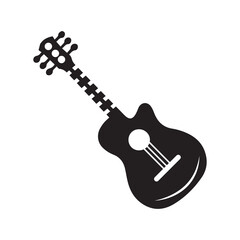 Instrument strings music guitar icon | Black Vector illustration |