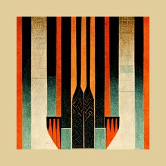 Art deco pattern, vintage background.  Created with generative ai technology