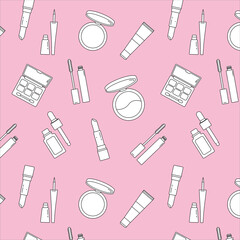 Seamless pattern with sketch make up icons