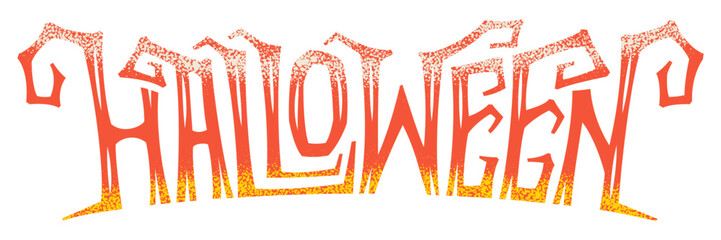 Hand drawn Halloween inscription in candy corn palette colors. Creative lettering with gradient fill for Halloween party