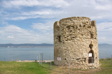 Naklejka premium Old watchtower in Nessebar, Bulgaria