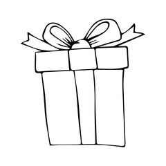 hand-drawn doodle illustration for gift card gift box