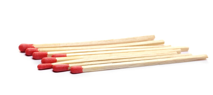  Fire matches pile isolated on white  