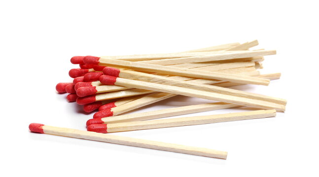 Fire matches pile isolated on white  