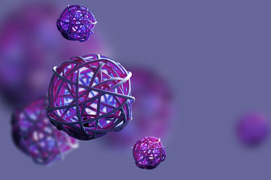 Abstract background with chemical elements. Molecules of atoms on a blue background