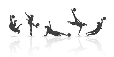 soccer collection, somersault style silhouette design, vector illustration