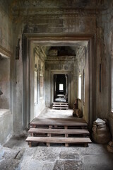 Fototapeta na wymiar Interior Hallway Portrait, Angkor Wat, Siem Reap, Cambodia