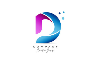 pink blue D alphabet letter logo icon design with gradient. Creative template for company and business