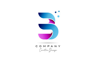pink blue B alphabet letter logo icon design with gradient. Creative template for company and business