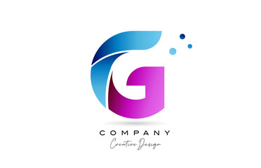 pink blue G alphabet letter logo icon design with gradient. Creative template for company and business