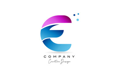 Naklejka premium pink blue E alphabet letter logo icon design with gradient. Creative template for company and business