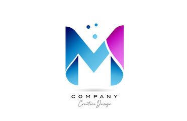 pink blue M alphabet letter logo icon design with gradient. Creative template for company and business