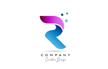 pink blue R alphabet letter logo icon design with gradient. Creative template for company and business