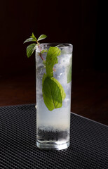 refreshing mint mojito cocktail in long drink prepared in pub