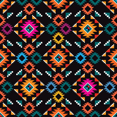 Colorful tribal boho mexican geometrical print. Abstract seamless aztec, mayan, navajo, latino pattern Ethnic hipster background indian, american, asian texture. Vector illustration
