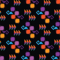 Colorful tribal boho mexican geometrical print. Abstract seamless aztec, mayan, navajo, latino pattern Ethnic hipster background indian, american, asian texture. Vector illustration
