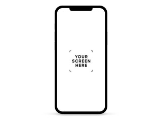 Fototapeta na wymiar Flat realistic high quality smartphone mockup isolated with white blank screen. Smart phone mockup collection. Device front view. 3D mobile phone with shadow on white background.