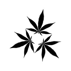 Narcotics addict drugs leaf icon | Black Vector illustration |