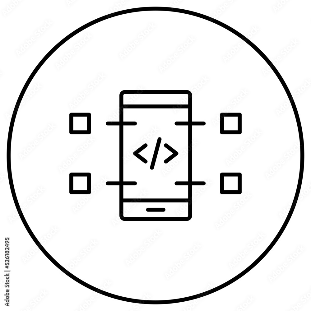 Aufkleber mobile coding line icon