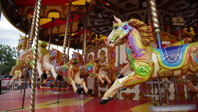 Beautiful carnival carousel horses and vibrant colors