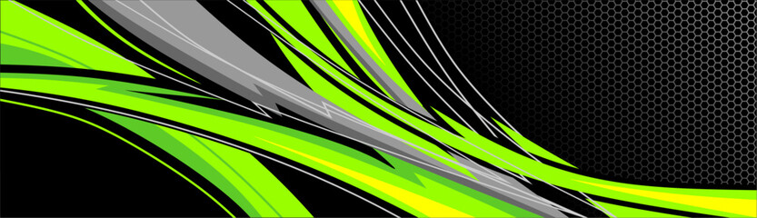 Abstract Car decal design vector. Graphic abstract stripe racing background kit designs for wrap vehicle, race car, rally, adventure and livery - obrazy, fototapety, plakaty