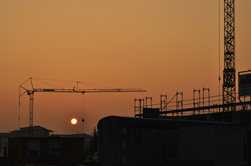 Construction area at dawn